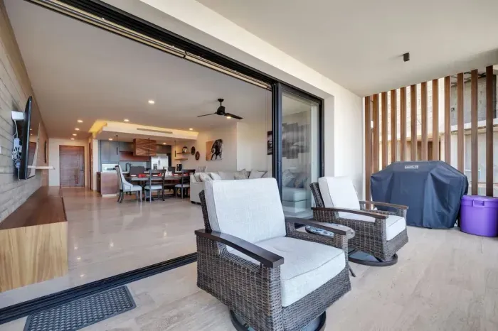 patio seating with BBQ