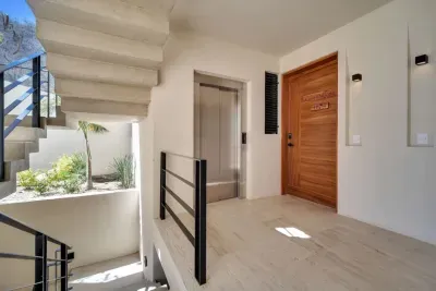 Entrance with Elevator to parking garage