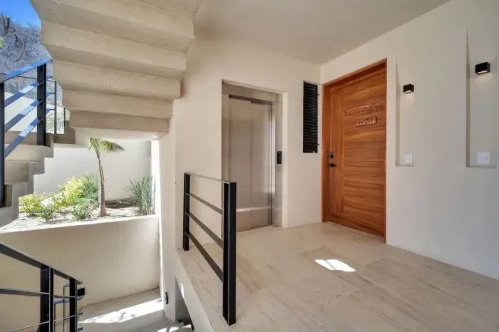 Entrance with Elevator to parking garage