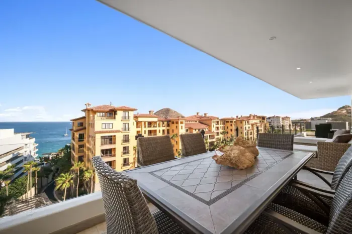 large table on balcony