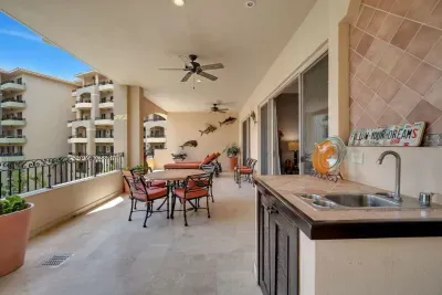Patio with wet bar and grill