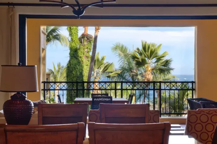 View from inside dining area