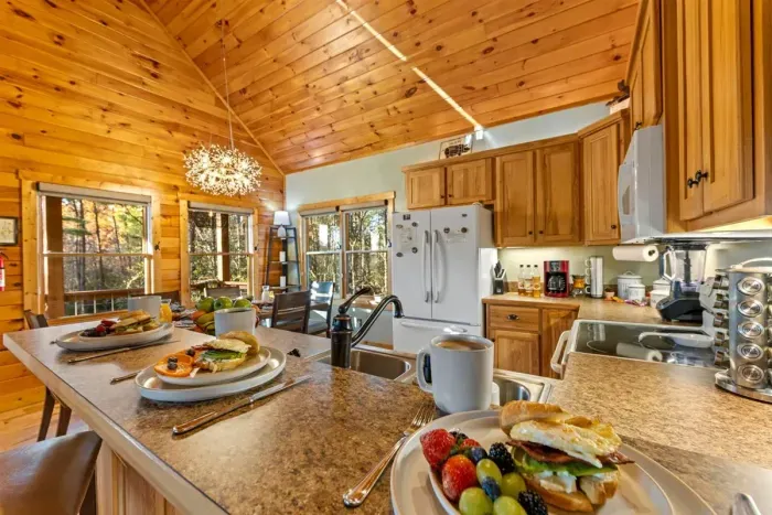 Full kitchen with everything needed for family meals + group cooking