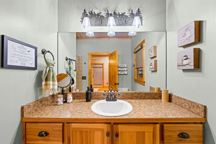 Clean and spacious vanity with thoughtful touches and plenty of counter space