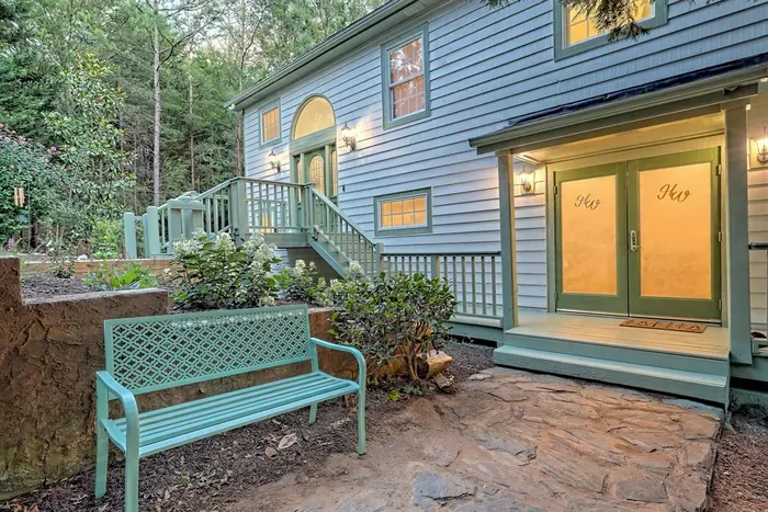 One step entry into the house when entering through the kitchen.