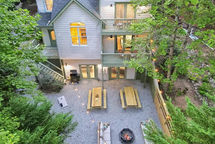 Guest review, "We enjoyed a cozy fire every night, ate outside on the picnic tables, had Cornhole tournaments, roasted marshmallows, made S'mores".