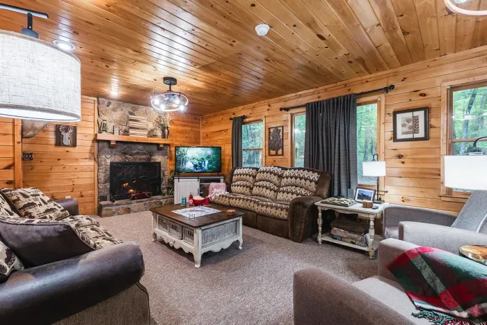 A warm space to land after the drive — comfortable, not crowded.