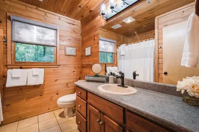 Bright and clean with plenty of counter space to get ready comfortably.