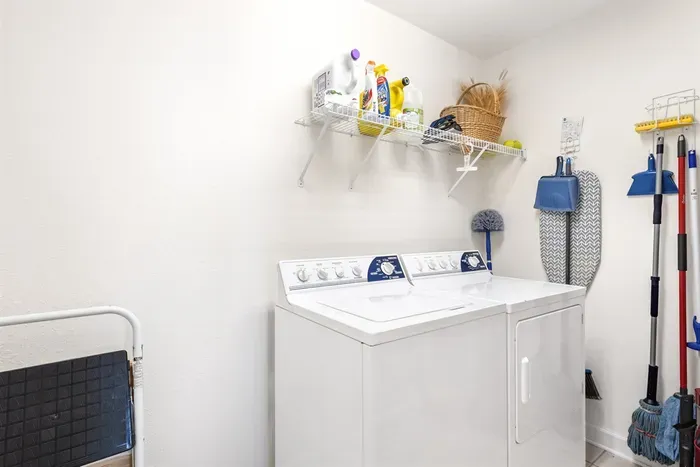 Full-size washer and dryer available for longer stays and group convenience.