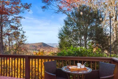 Start the morning with coffee and a front-row seat to the fall mountain view.