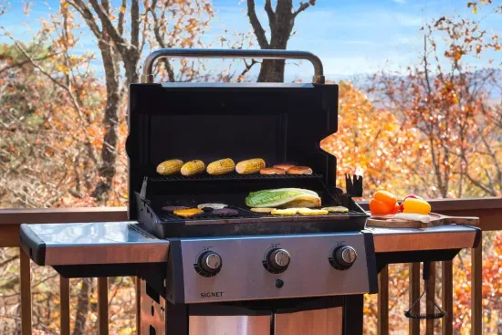 Fire up the grill and keep dinner simple with the mountain scenery in the background.