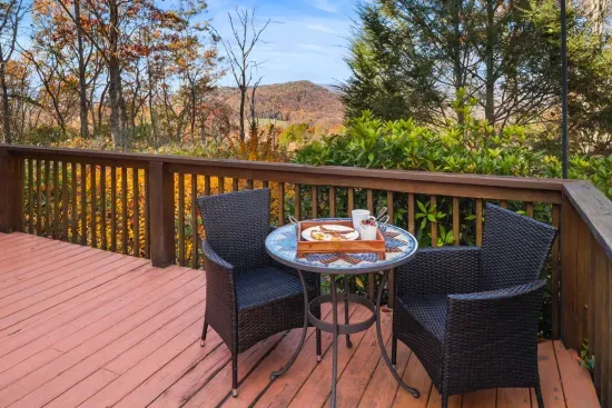 A quiet spot for coffee, conversation, and the mountain view.