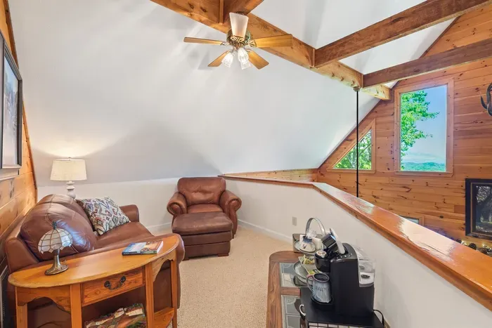 Cozy loft sitting area — a quiet corner for reading, relaxing, or morning coffee.