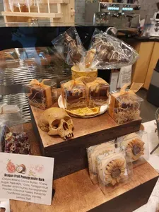 Decorated chocolate treats and sunflower shortbread on display at Chocolate Midge in Clarkesville