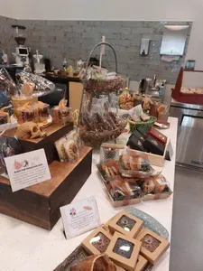Assorted chocolates and packaged treats on display at Chocolate Midge Kitchen & Tasting Room in Clarkesville.