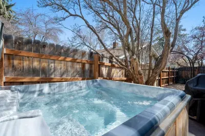 Private salt-water hot tub! Professionally sanitized before each guest stay for no additional charge.