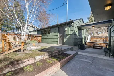 Back patio and side yards are fully fenced to keep your pets and children safe. The hot tub has a lock and is accessible only to guests with a code.