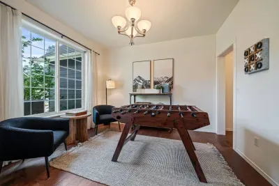 Game room complete with foosball table, board games, chess, puzzles and tick tack toe