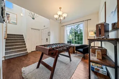 Game room complete with foosball table, board games, chess, puzzles and tick tack toe