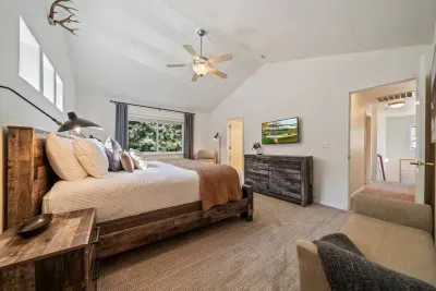 Primary Suite with king bed, reading corner, Roku TV