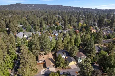 Aerial view with Awbrey Butte in the background