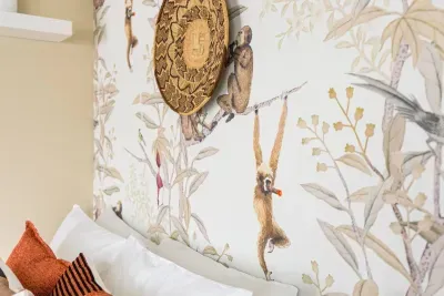 Fun and cheeky wallpaper will grab your attention the moment you walk in the room!