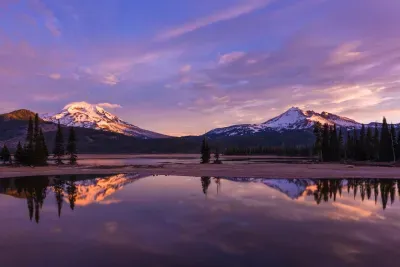 During the summer, the Cascade Lakes Hwy is open to vehicles. You'll see views like this as you explore the many lakes and hikes along this small highway. A must do in the summer!