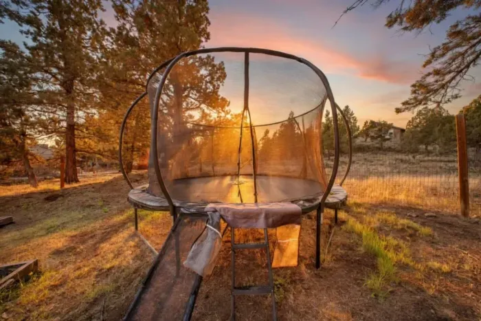Trampoline in the garden