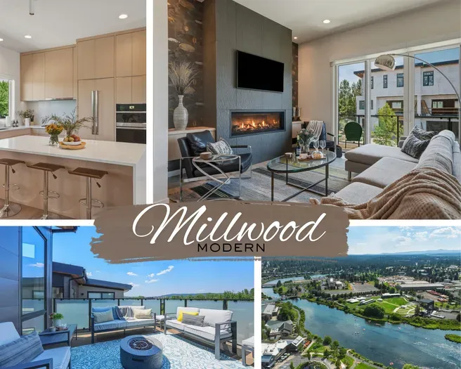 Modern retreat with fireplace, view patio, and prime riverside location