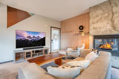 Living and fireplace