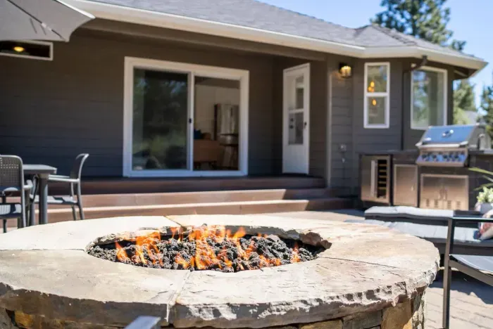 Natural gas fire pit ready for s'mores!