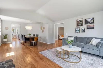 Second living room with another Smart TV. The fireplace makes this room super cozy.