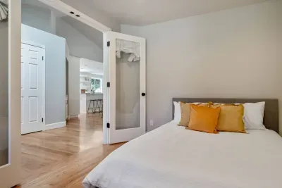 Please note: this bed is currently a regular queen bed but will be replaced with a queen murphy bed by the end of May '24.