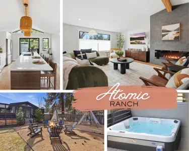 Stylish ranch retreat with hot tub, fire pit, and designer kitchen