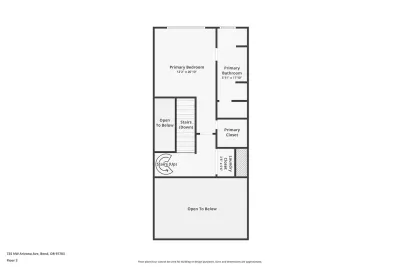 Floor 3: Primary Suite bedroom and bathroom and laundry closet