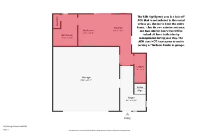 When you rent the main home only, this studio space will not be included and may house other guests during your stay. Please read the picture description for more detail.