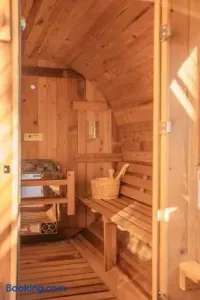 Private wood sauna for a cozy, spa-like wellness experience