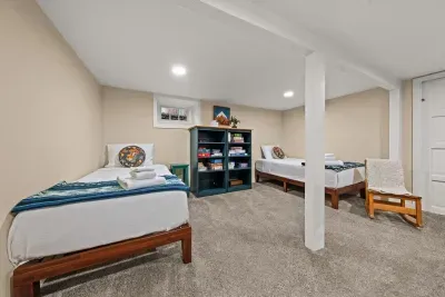 Cozy twin-bed room with games—perfect for kids or extra guests
