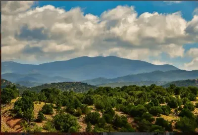 The Santa Fe Mountain Range offers skiing only 15 miles away.