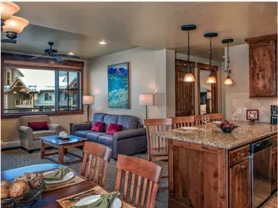 Open concept living and dining area has plenty of space for everyont to enjoy Breckenridge.
