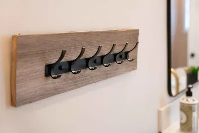 Towel hooks in bathroom