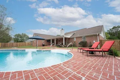 Private pool with full patio - seating, TV, grill