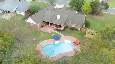 Aerial of large backyard