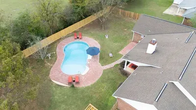 Aerial of large backyard