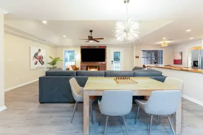 One of many dining areas
