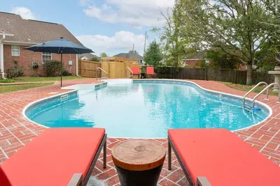 Private pool and backyard