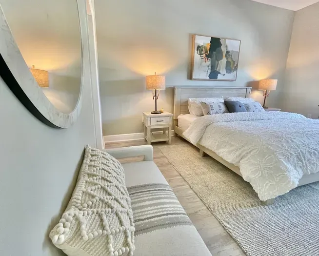 the master bedroom is a good size with a large attached bathroom