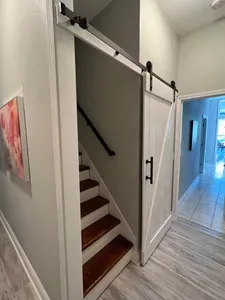 Stairs up to the loft. A bit steep as you consider who to put up there.