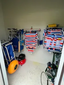 beach chairs, umbrella and beach cart are for you to use
