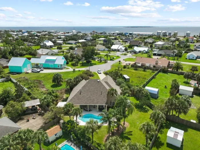 Two blocks to the beach. Either walk and use the provided pull cart or use the provided golf carts. The rental comes with a 6 seater and 4 seater golf cart and all the beach gear you will need.